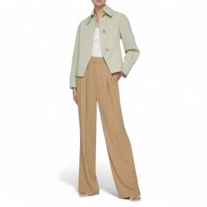 Vince Asymmetrical Concealed Button Cotton Wide Sleeve‎ Celery Jacket Womens 12